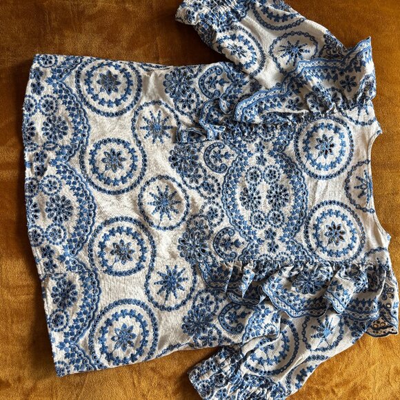 Sezane South Blouse Ecru Bleu - Size 38 - Picture 4 of 7